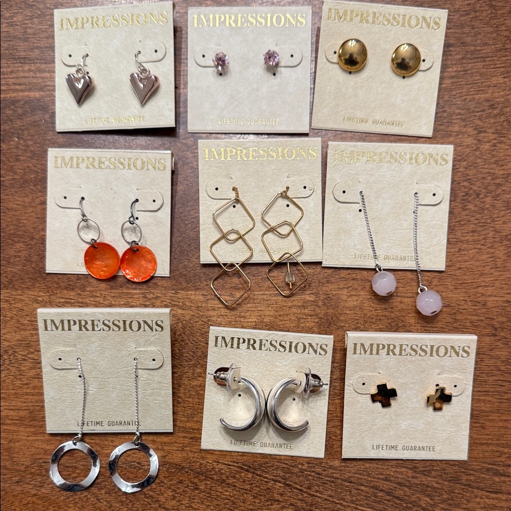 Impressions Elegant Gold, Silver, and Pink Earring Collection 6